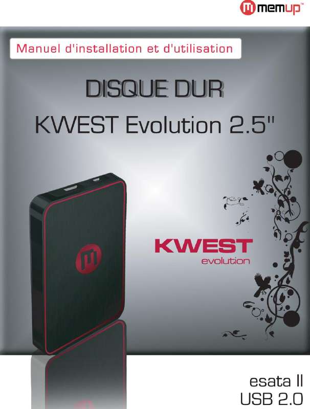 Guide utilisation MEMUP KWEST EVOLUTION 2.5''  de la marque MEMUP