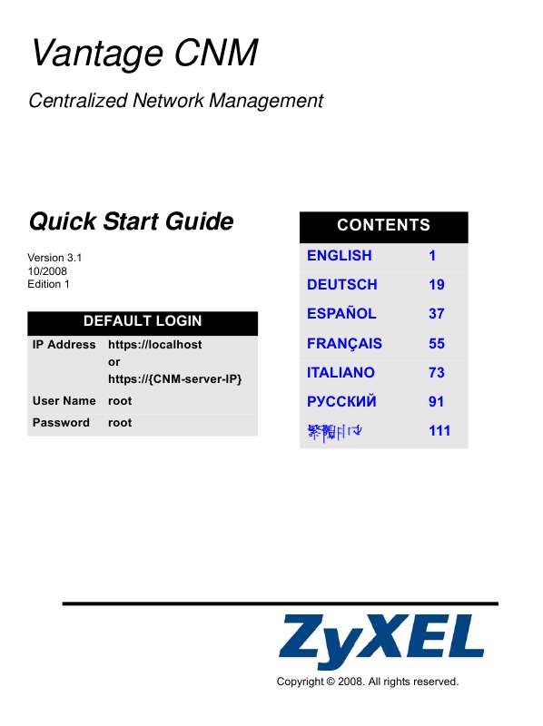 Guide utilisation  ZYXEL VANTAGE CNM  de la marque ZYXEL