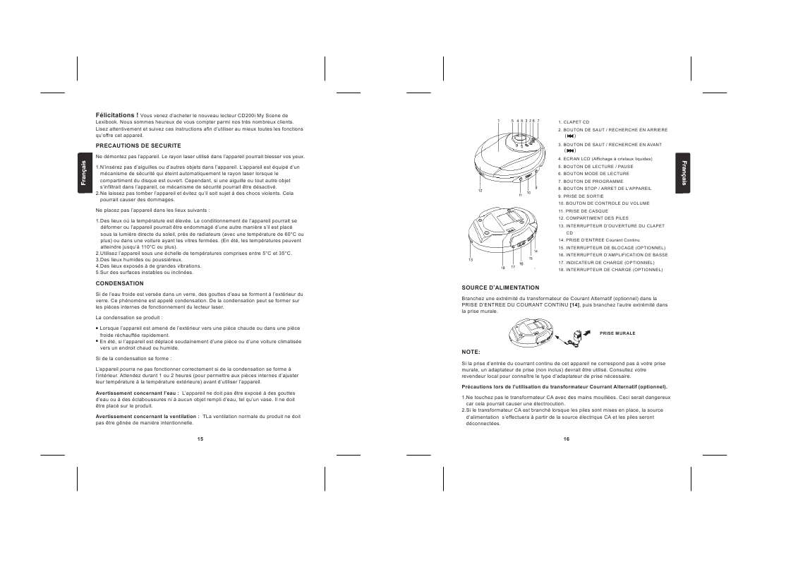 Guide utilisation  LEXIBOOK CD200I  de la marque LEXIBOOK