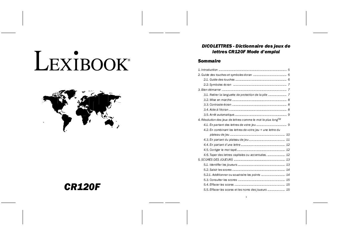 Guide utilisation  LEXIBOOK CR120F  de la marque LEXIBOOK