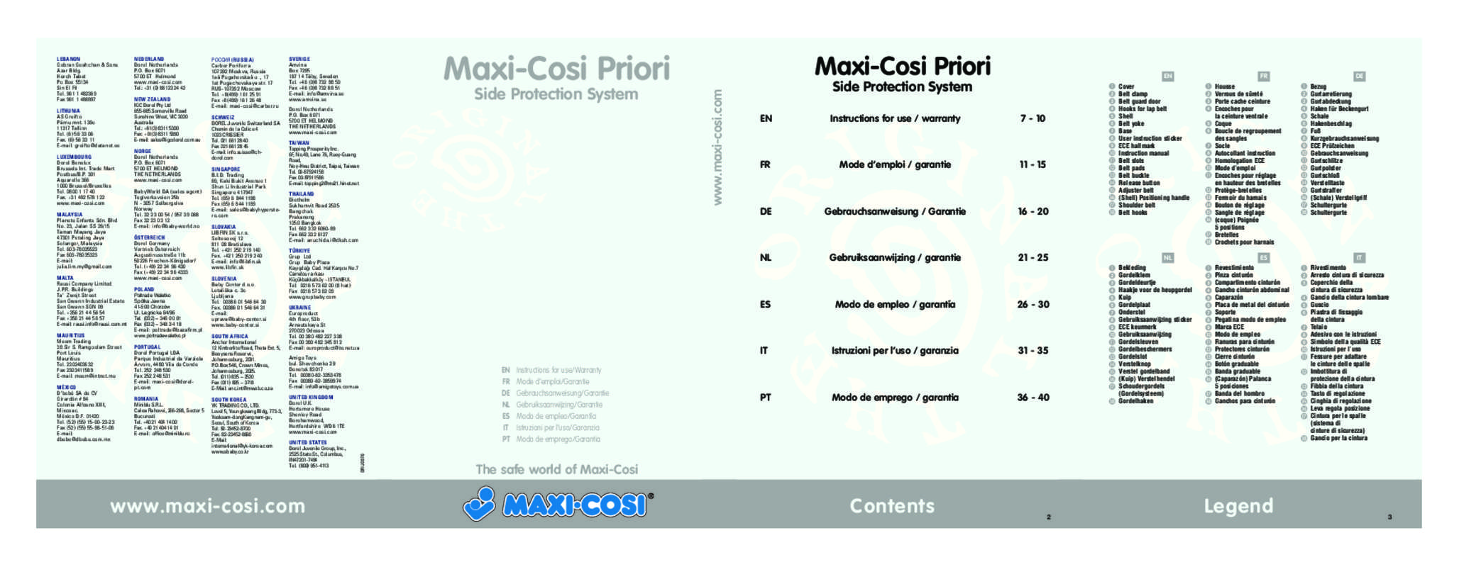 Guide utilisation MAXI-COSI PRIORI  de la marque MAXI-COSI