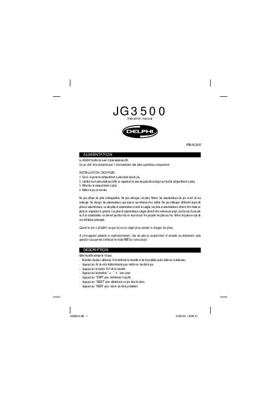 Guide utilisation  LEXIBOOK JG3500  de la marque LEXIBOOK