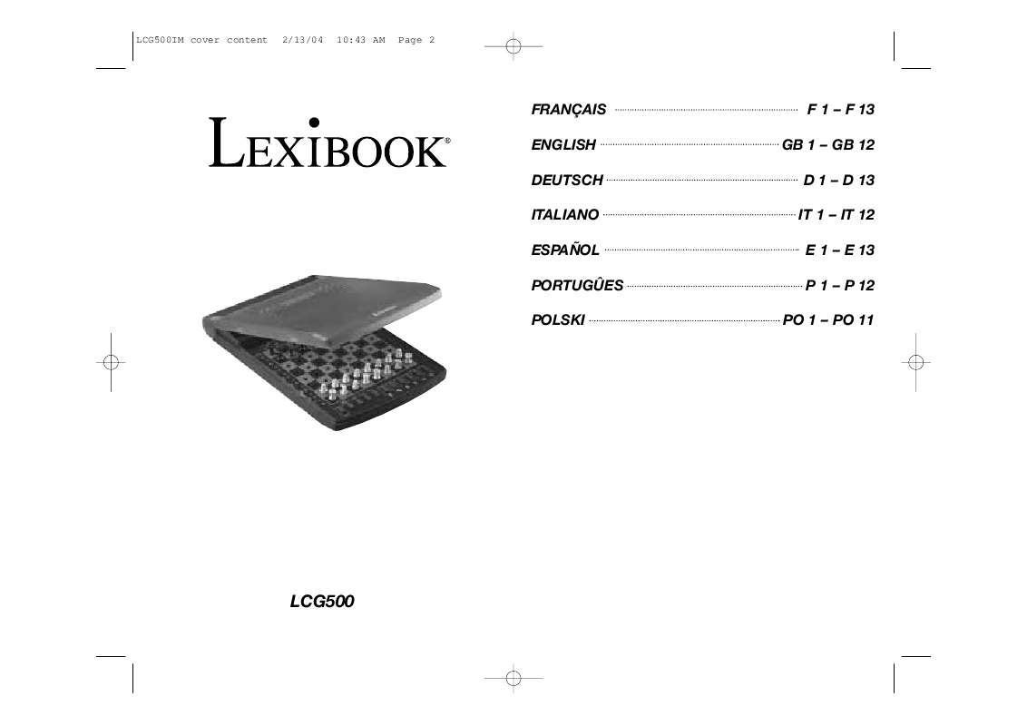 Guide utilisation  LEXIBOOK LCG500  de la marque LEXIBOOK