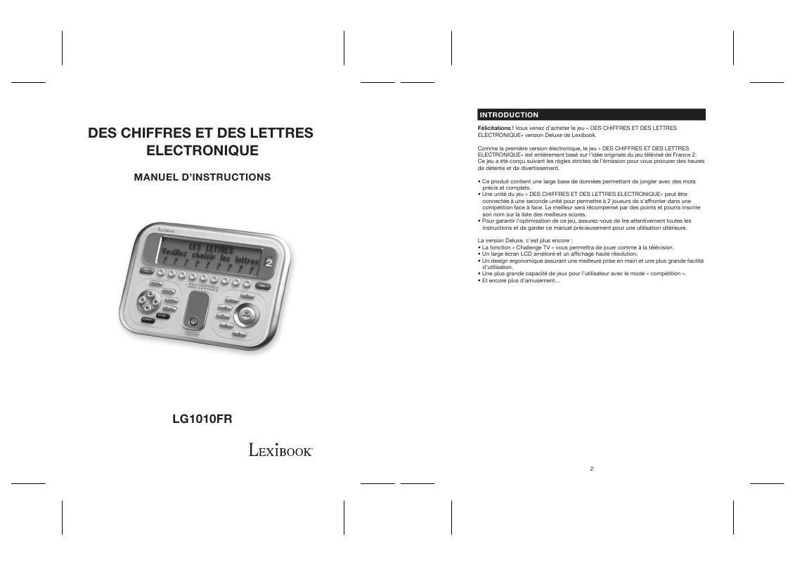 Guide utilisation  LEXIBOOK LG1000F  de la marque LEXIBOOK