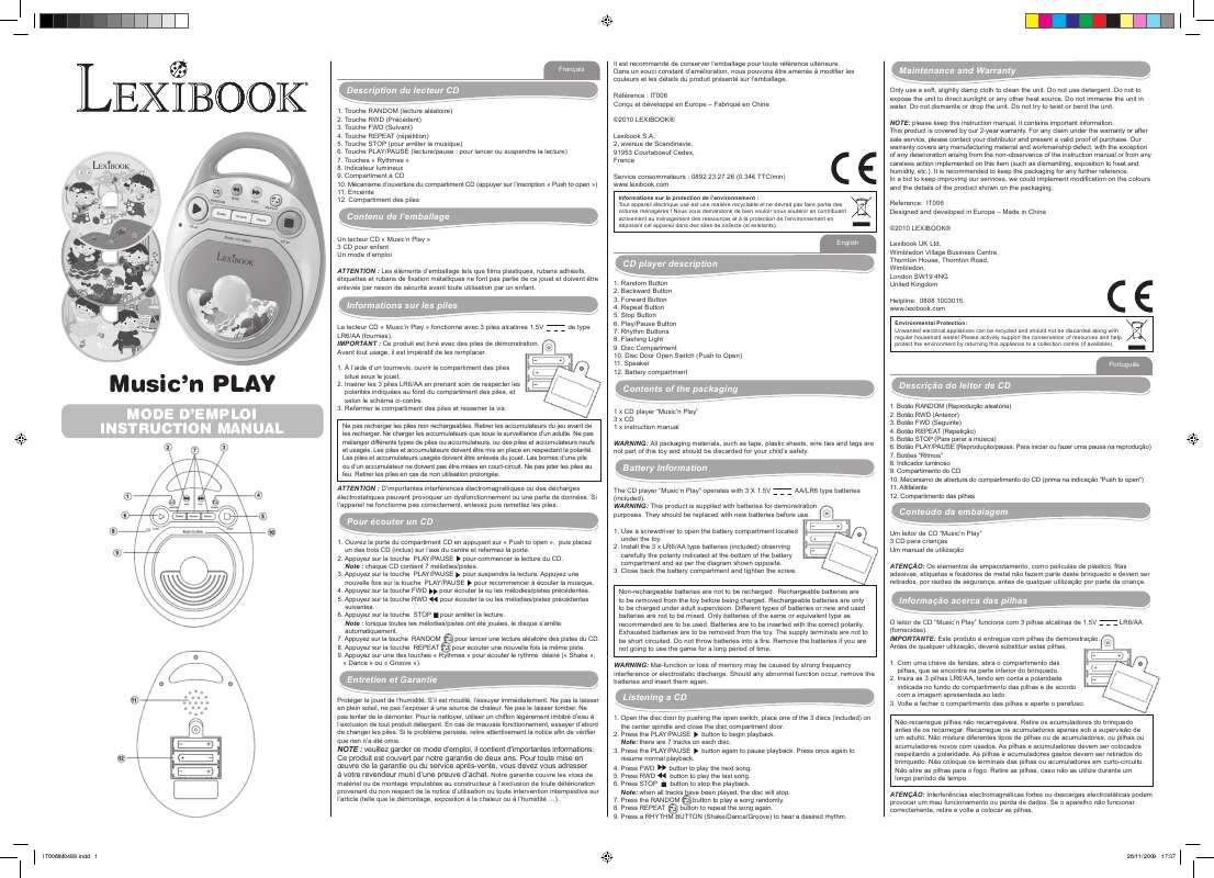 Guide utilisation  LEXIBOOK IT006  de la marque LEXIBOOK