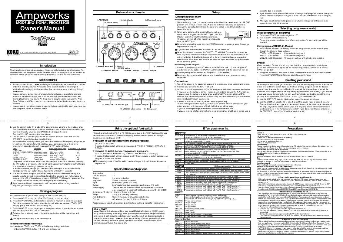 Guide utilisation KORG AMPWORKS  de la marque KORG