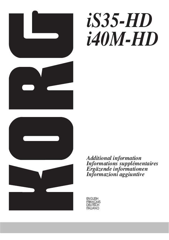 Guide utilisation KORG IS35-HD  de la marque KORG