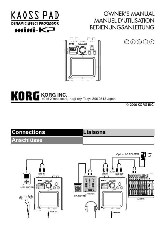 Guide utilisation KORG MINI KP  de la marque KORG