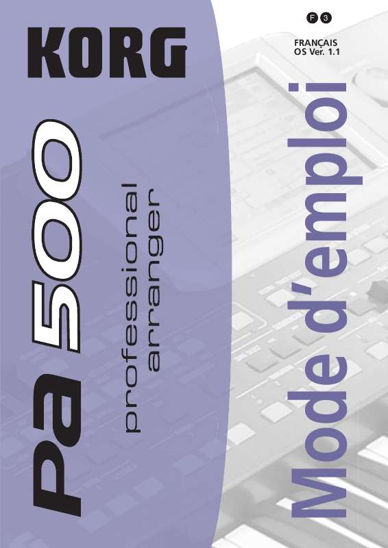 Guide utilisation KORG PA500  de la marque KORG