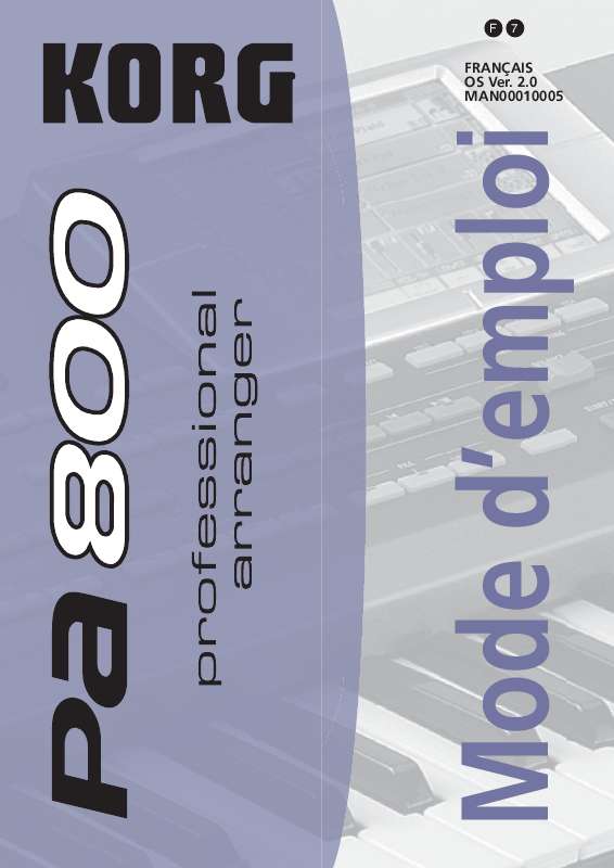 Guide utilisation KORG PA800  de la marque KORG