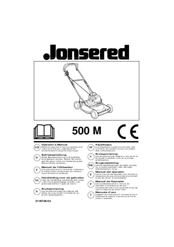 Guide utilisation JONSERED 500 M  de la marque JONSERED