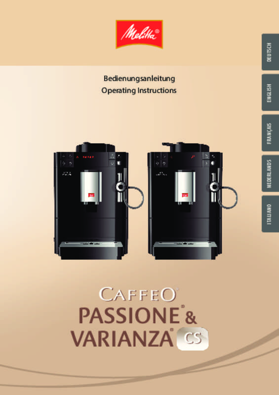 Guide utilisation MELITTA EXPRESSO CAFFEO PASSIONE de la marque MELITTA