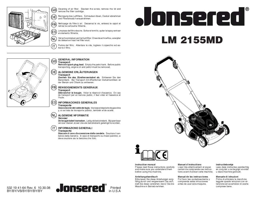 Guide utilisation JONSERED LM 2155 MD  de la marque JONSERED