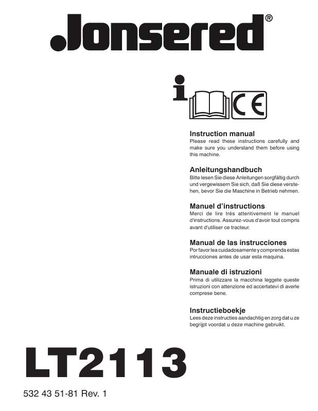 Guide utilisation JONSERED LT 2113  de la marque JONSERED