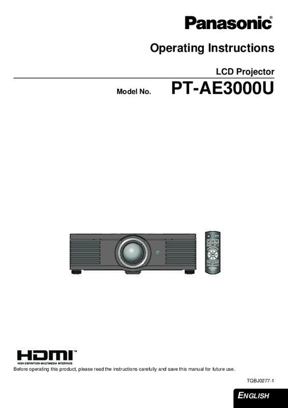Guide utilisation PANASONIC PT-AE3000  de la marque PANASONIC