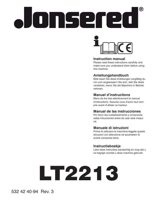 Guide utilisation JONSERED LT 2213  de la marque JONSERED