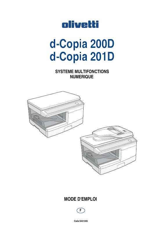 Guide utilisation  OLIVETTI D-COPIA 200D E D-COPIA 201D  de la marque OLIVETTI