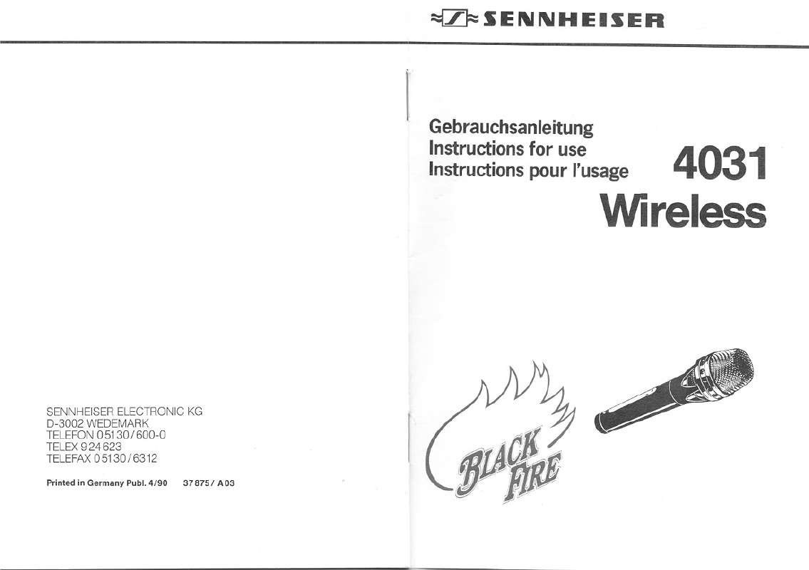 Guide utilisation  SENNHEISER 4031 WIRELESS  de la marque SENNHEISER