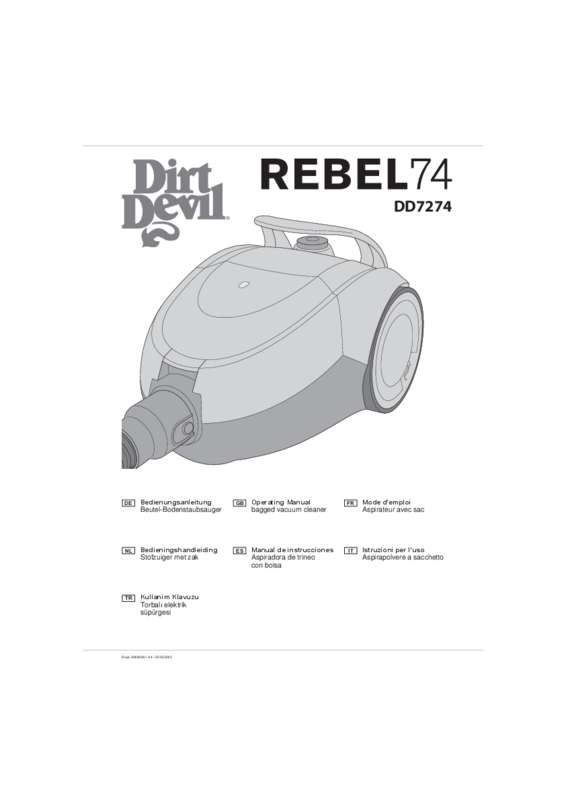 Guide utilisation DIRT DEVIL DD7274-1 REBEL 74 HFC de la marque DIRT DEVIL