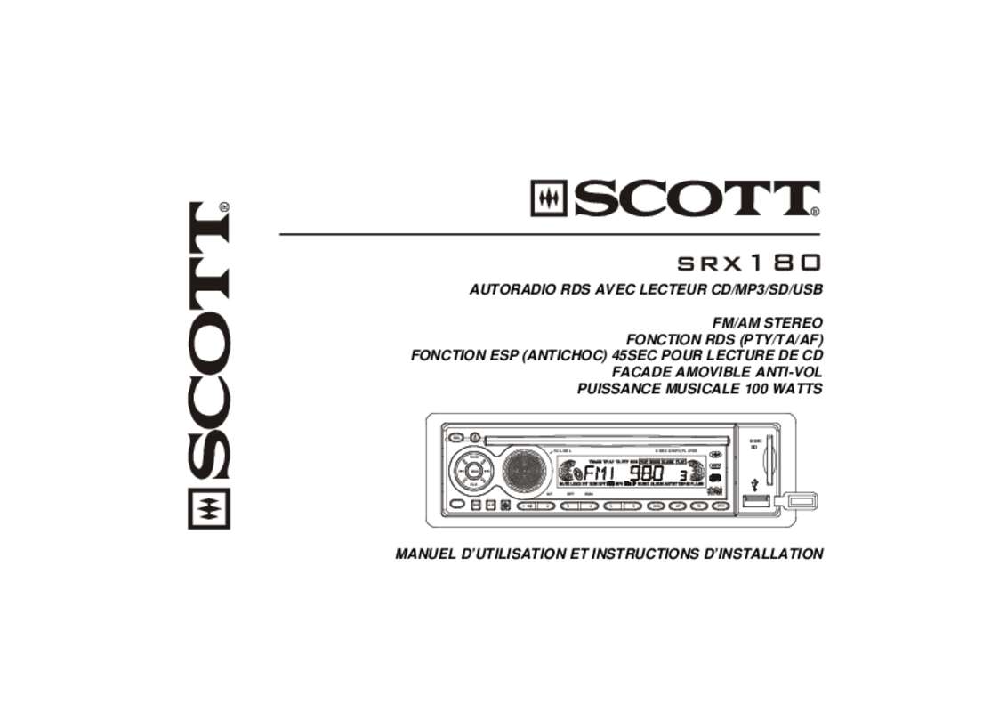 Guide utilisation SCOTT SRX 180  de la marque SCOTT