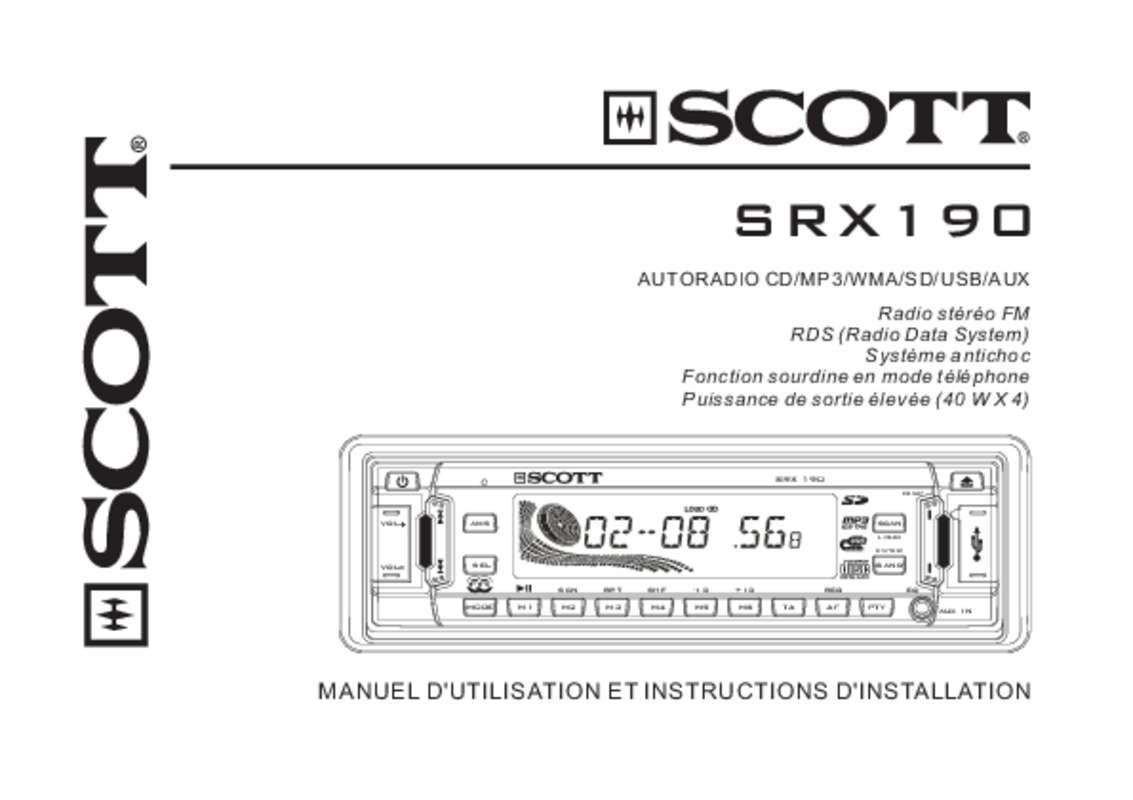 Guide utilisation SCOTT SRX 190  de la marque SCOTT