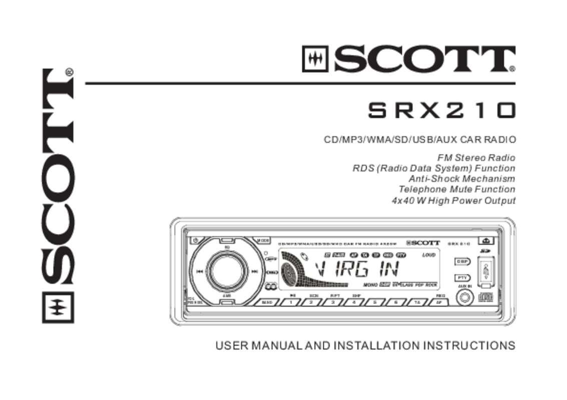 Guide utilisation SCOTT SRX 210  de la marque SCOTT