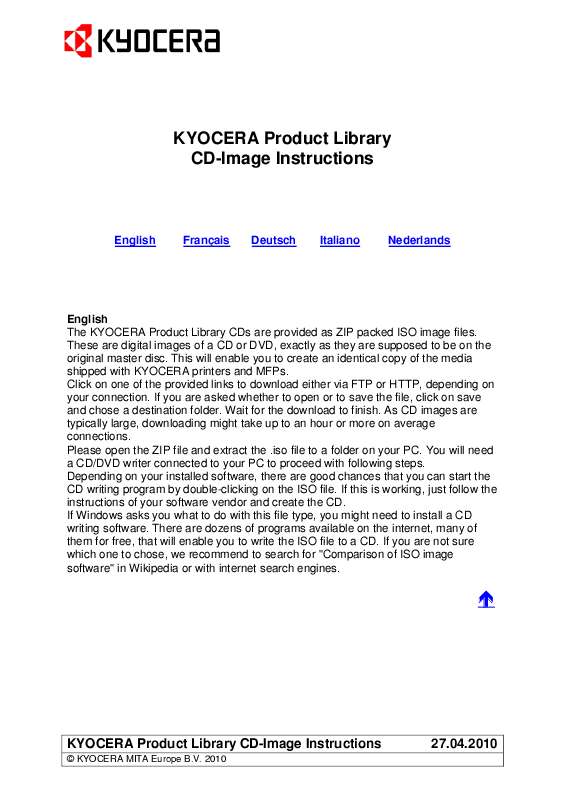 Guide utilisation KYOCERA CD-IMAGE  de la marque KYOCERA