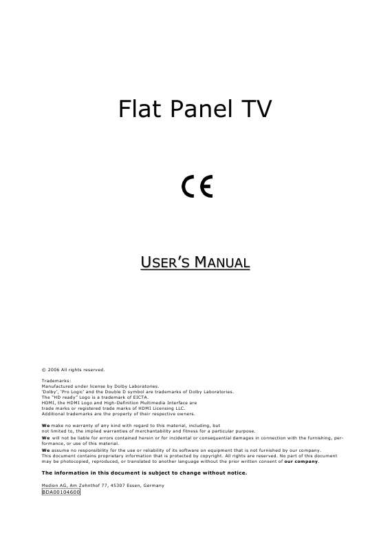 Guide utilisation MEDION LCD TV MD 30141  de la marque MEDION