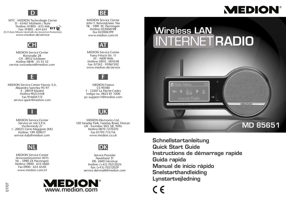 Guide utilisation MEDION WLAN INTERNET RADIO MD 85651  de la marque MEDION