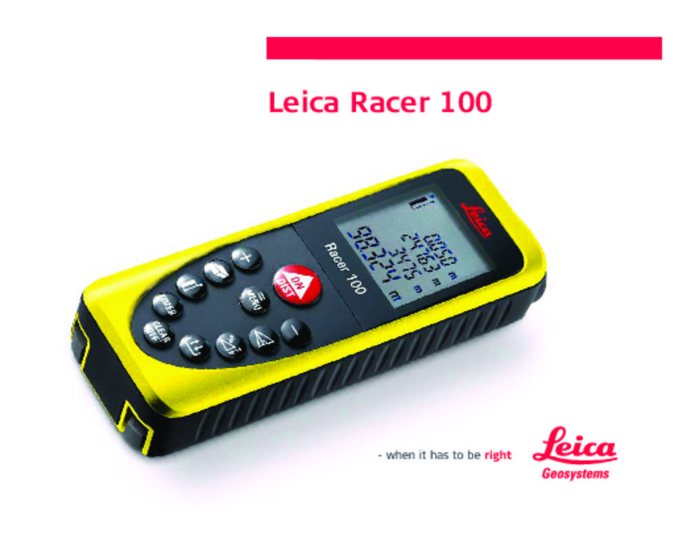 Guide utilisation LEICA RACER 100  de la marque LEICA