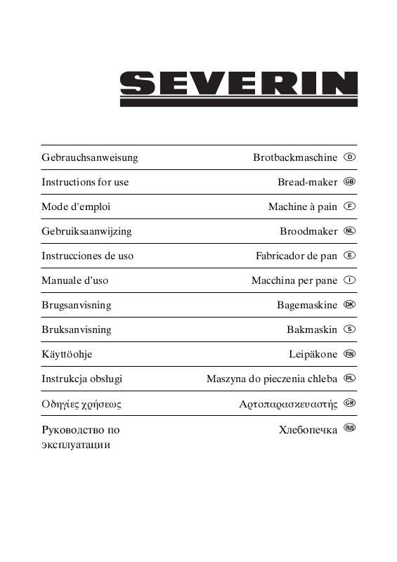 Guide utilisation  SEVERIN 160 BREAD-MAKER  de la marque SEVERIN