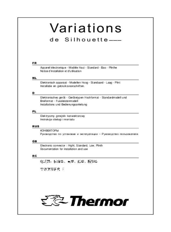 Guide utilisation  THERMOR VARIATIONS DE SILHOUETTE  de la marque THERMOR