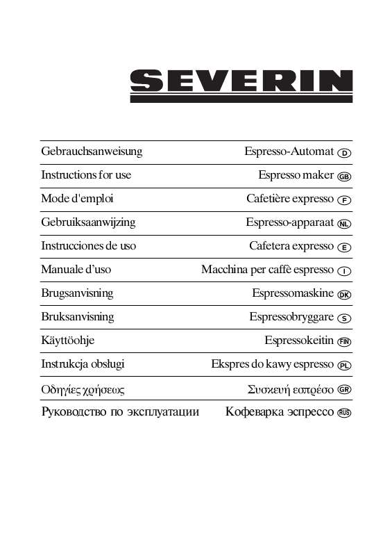 Guide utilisation SEVERIN KA 5954  - CAFETIERE EXPRESSO de la marque SEVERIN