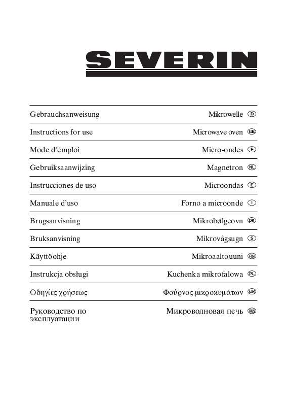 Guide utilisation SEVERIN MW 7844  - FOUR A MICRO-ONDES de la marque SEVERIN
