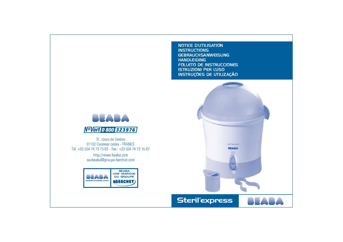 Guide utilisation  BEABA STERIL EXPRESS  de la marque BEABA