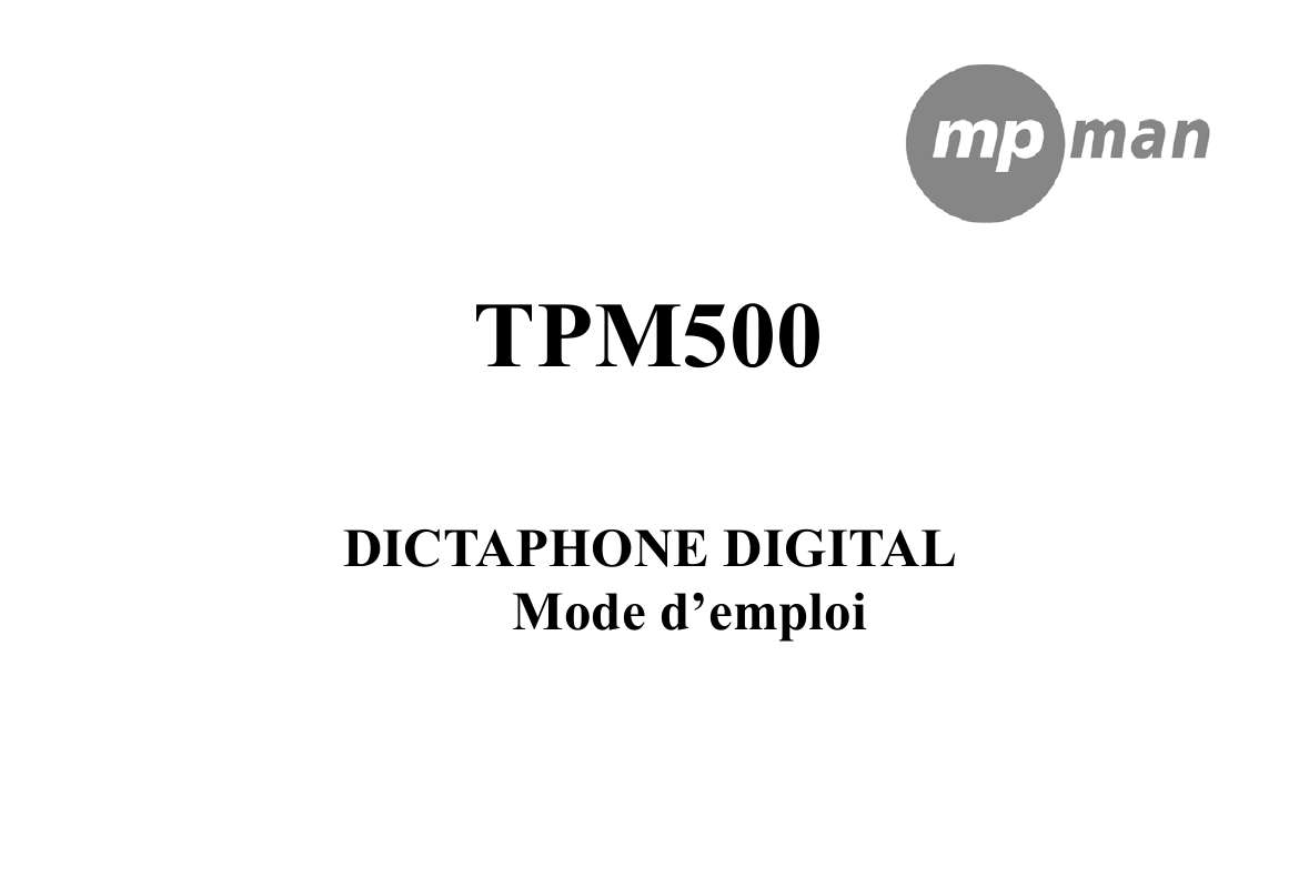 Guide utilisation MPMAN TPM500  de la marque MPMAN