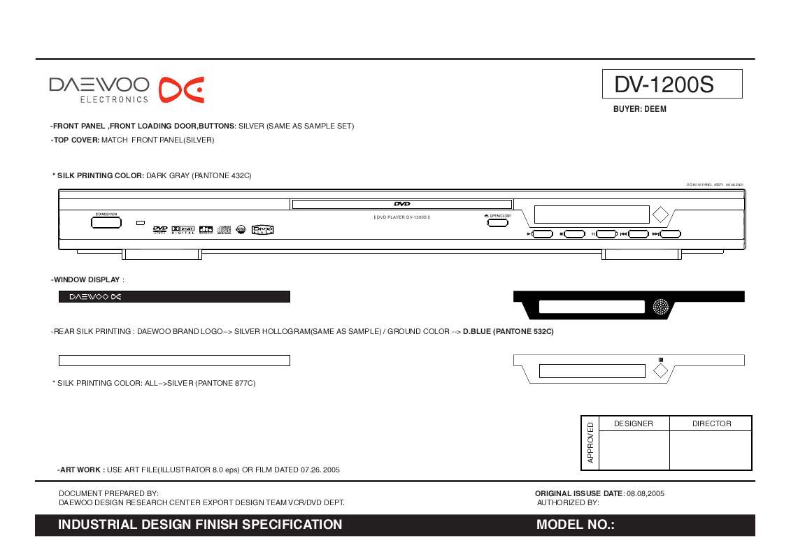 Guide utilisation DAEWOO DV-1200S de la marque DAEWOO