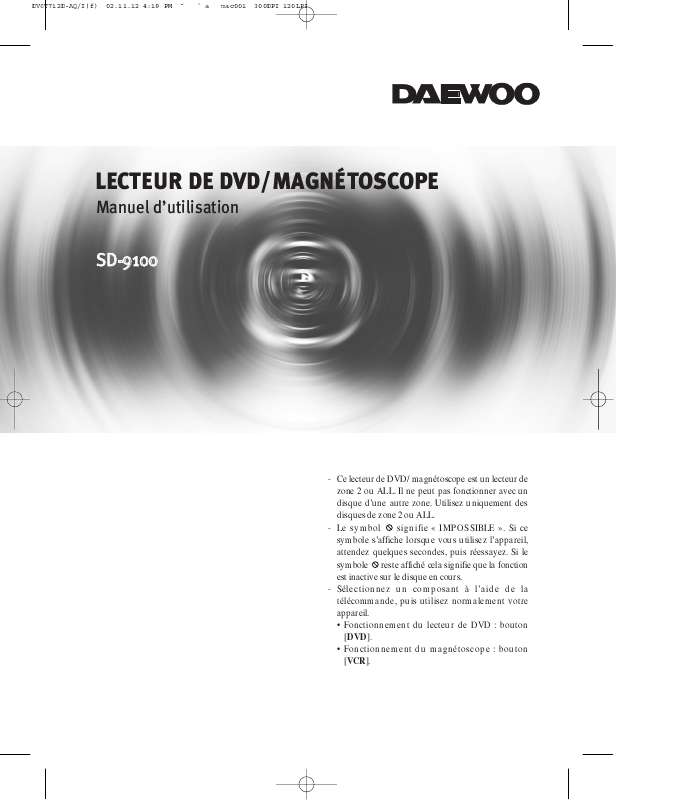 Guide utilisation DAEWOO SD-9100 de la marque DAEWOO
