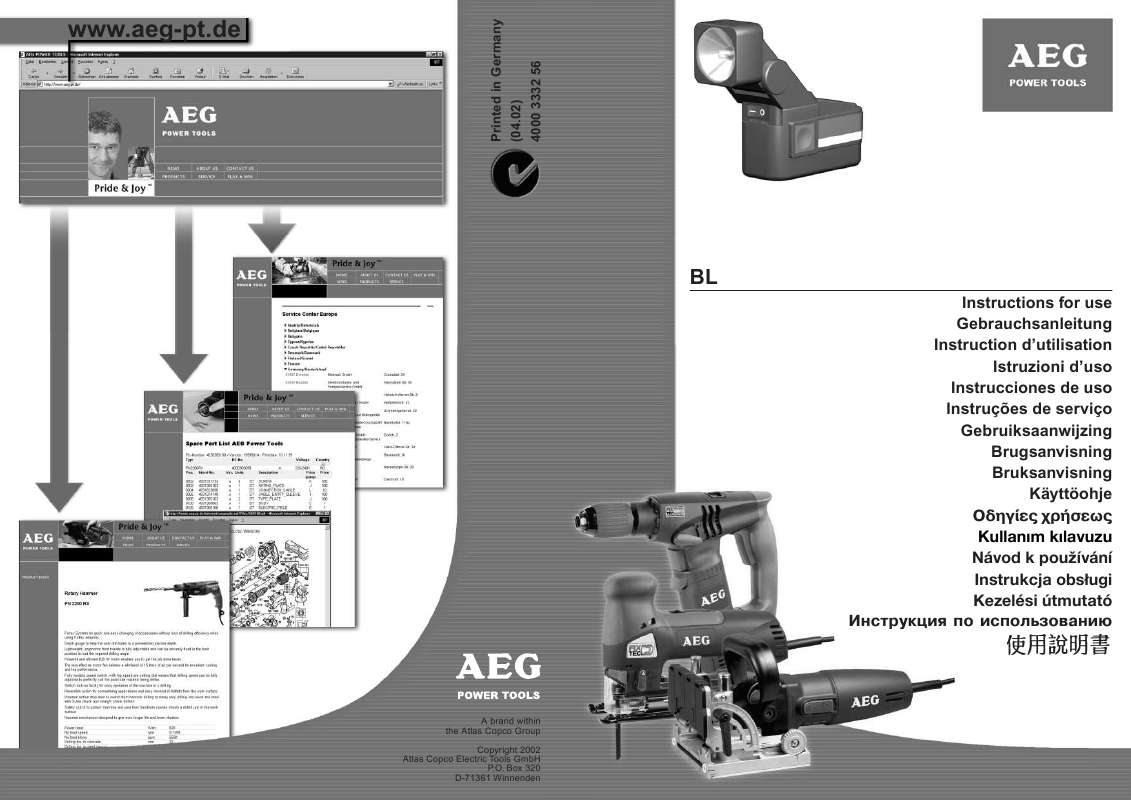 Guide utilisation  AEG BL  de la marque AEG