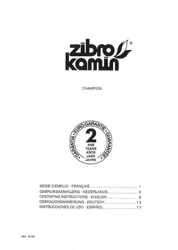 Guide utilisation  ZIBRO CHAMPION  de la marque ZIBRO