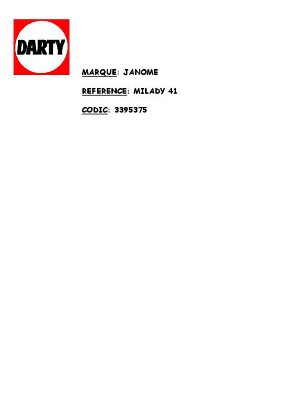 Guide utilisation JANOME MILADY 41  de la marque JANOME