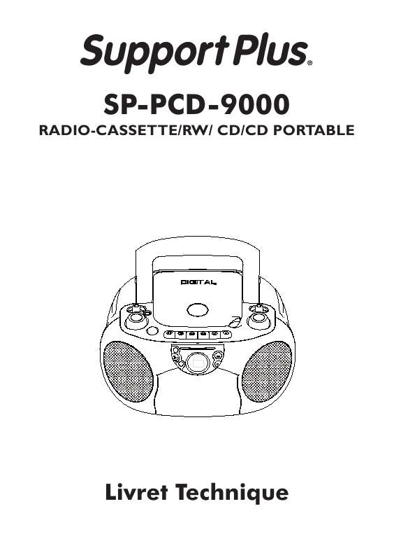 Guide utilisation SUPPORTPLUS RADIO CASSETTE CD SP-PCD-9000  de la marque SUPPORTPLUS