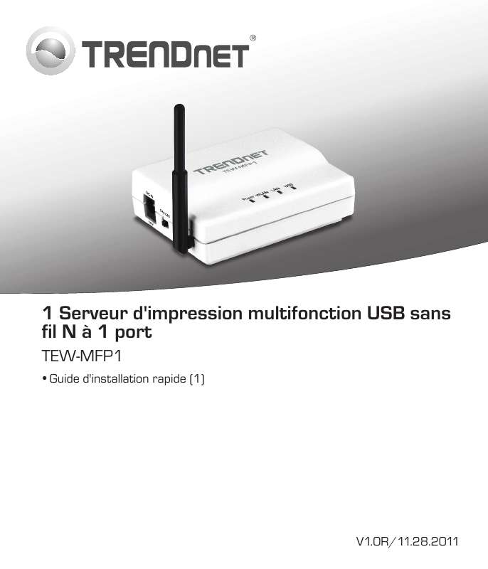 Guide utilisation  TRENDNET TEW-MFP1  de la marque TRENDNET