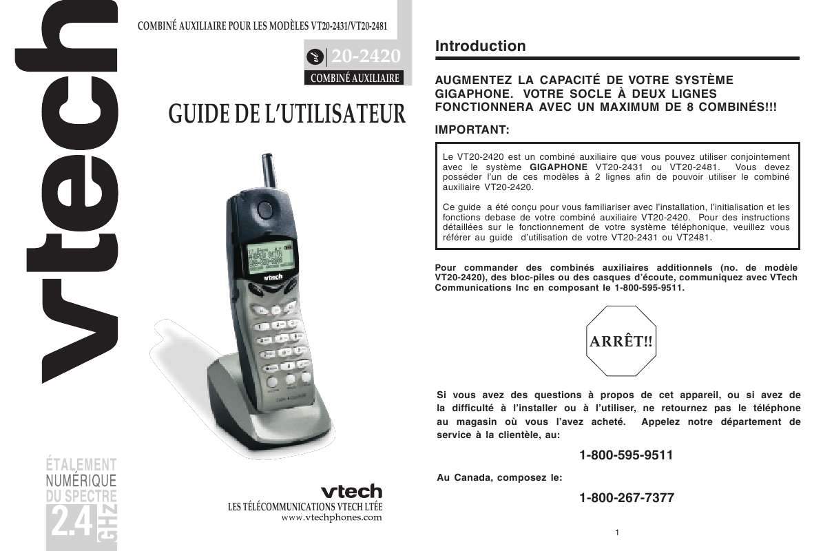 Guide utilisation VTECH VT 20-2420  de la marque VTECH