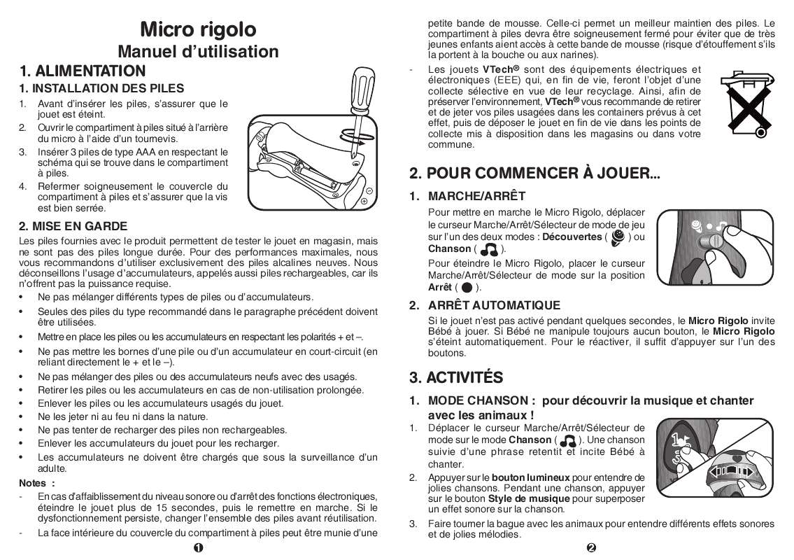 Guide utilisation VTECH MICRO RIGOLO  de la marque VTECH