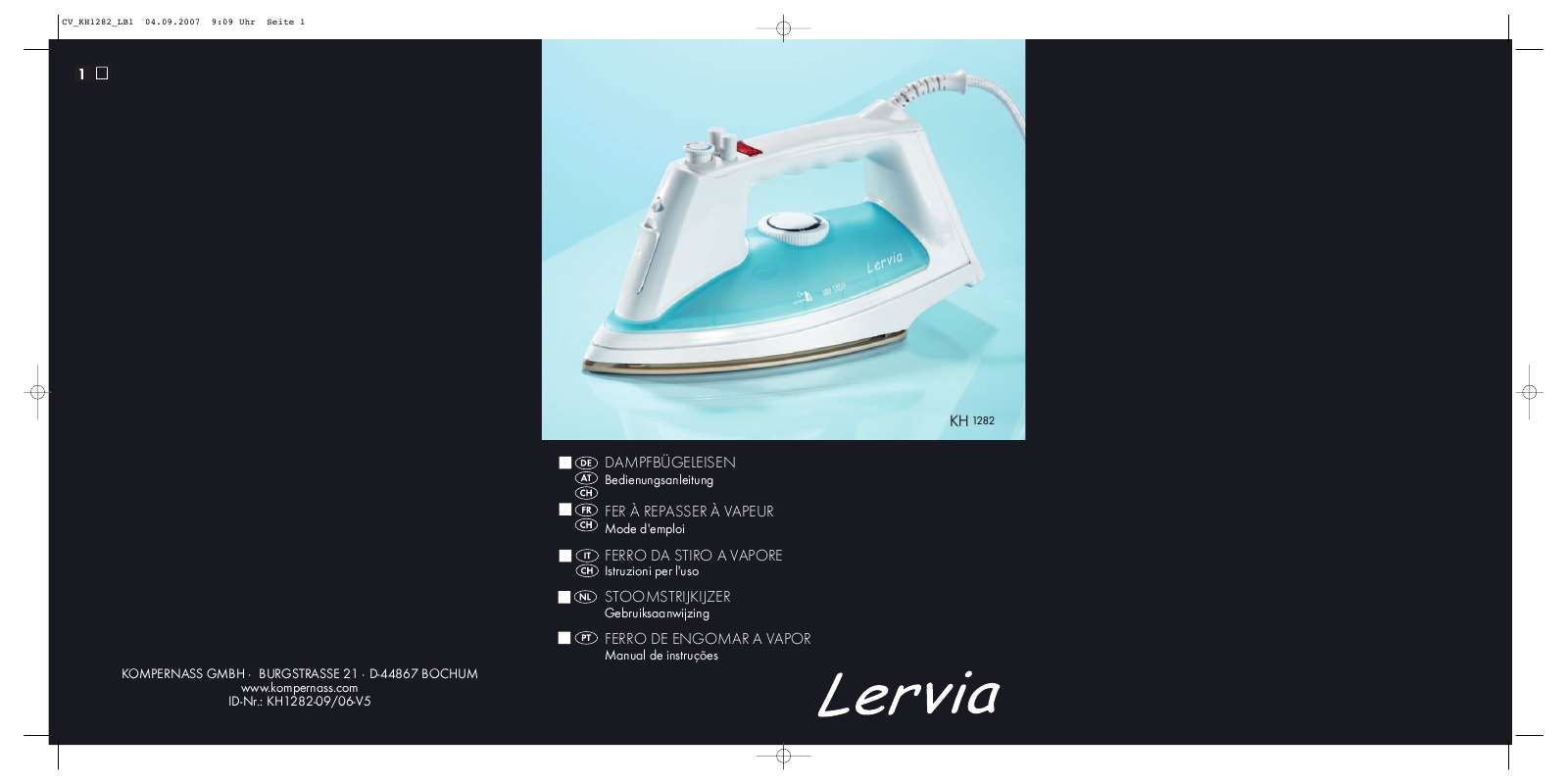 Guide utilisation  LERVIA KH 1282 STEAM IRON  de la marque LERVIA