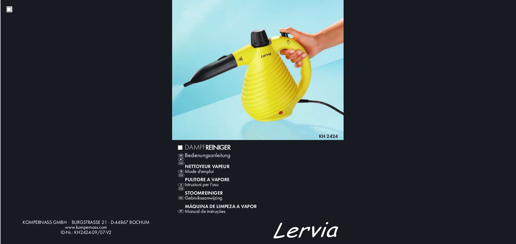 Guide utilisation  LERVIA KH 2424 STEAM CLEANER  de la marque LERVIA