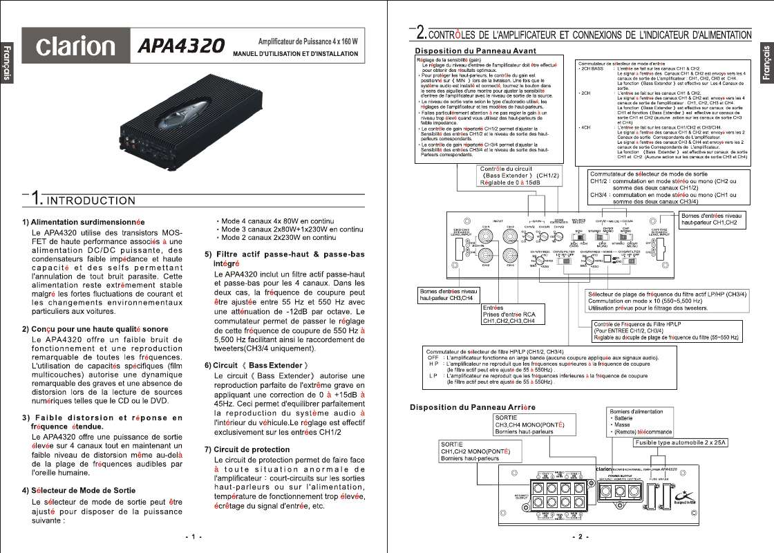 Guide utilisation CLARION APA-4320  de la marque CLARION