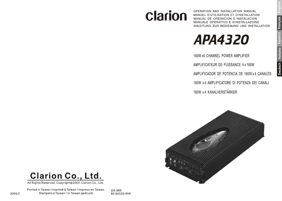 Guide utilisation CLARION APA4320  de la marque CLARION