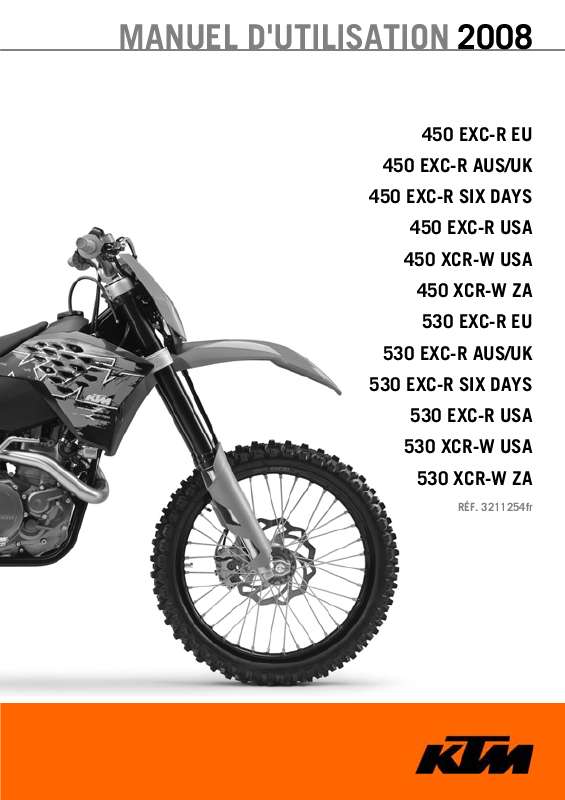 Guide utilisation  KTM 450 EXC-R USA  de la marque KTM